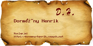 Dormány Henrik névjegykártya
