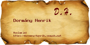 Dormány Henrik névjegykártya